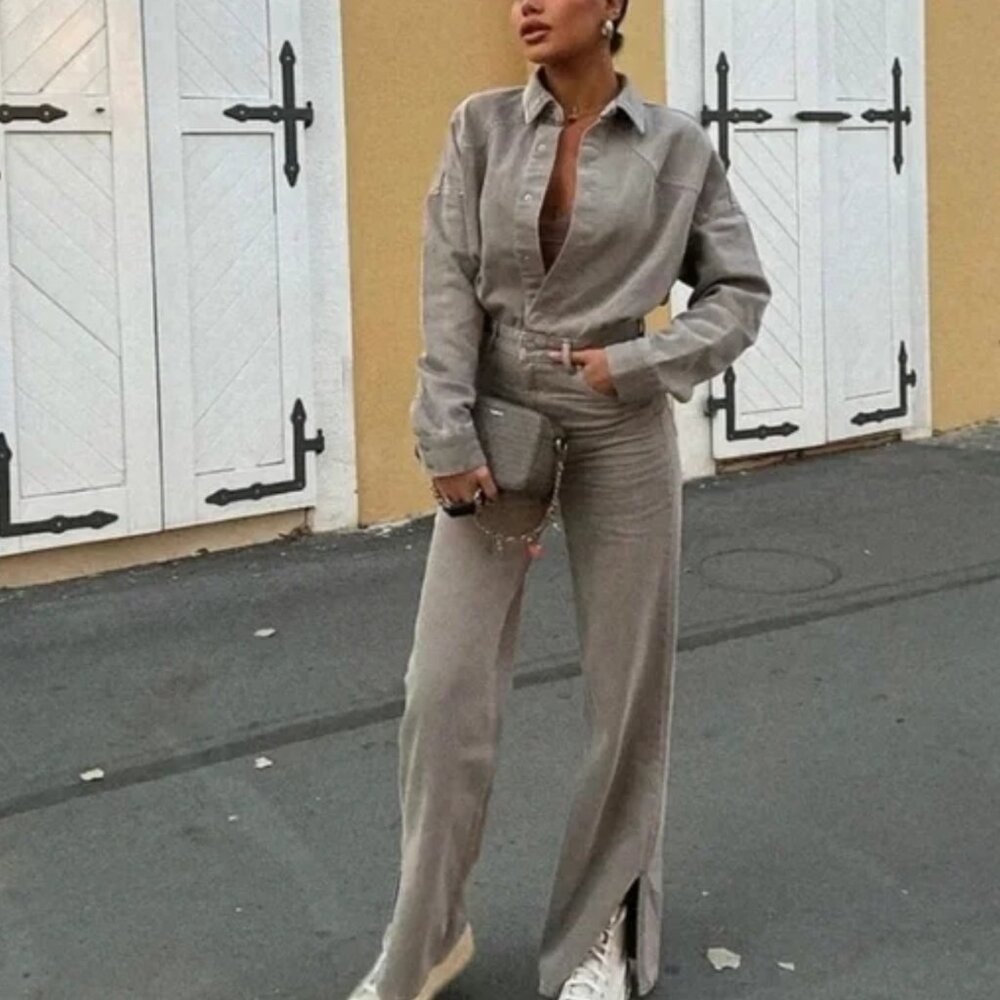 Zara TRF Long Denim Jumpsuit